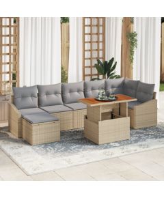 vidaXL Zestaw sof ogrodowych 8-częściowy z poduszkami beżowy polirattan Dārza mēbeļu komplekti