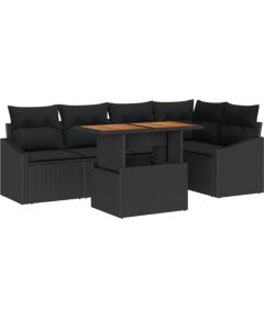 vidaXL Zestaw sof ogrodowych 6 elementów z poduszkami czarny polirattan Dārza mēbeļu komplekti