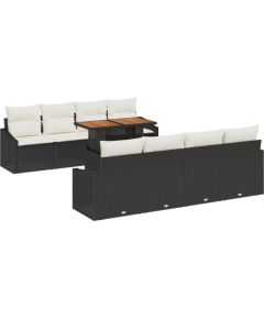 vidaXL Zestaw sof ogrodowych 7-częściowych z poduszkami Czarny Polirattan Dārza mēbeļu komplekti