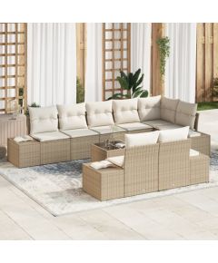 vidaXL 9-częściowy zestaw sof ogrodowych z poduszkami brązowy polirattan Dārza mēbeļu komplekti