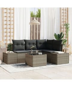 vidaXL Zestaw 4-częściowy sof ogrodowych z poduszkami czarny polirattan Dārza mēbeļu komplekti