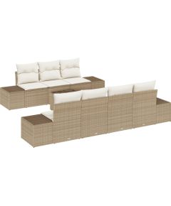 vidaXL 8-częściowy zestaw sof ogrodowych z poduszkami Beżowy polirattan Dārza mēbeļu komplekti