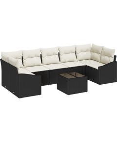 vidaXL 8-częściowy zestaw kanap ogrodowych z poduszkami Czarny Polirattan Dārza mēbeļu komplekti