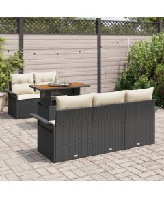 vidaXL Zestaw sof ogrodowych 6-częściowy z poduszkami Rattan akacja Dārza mēbeļu komplekti