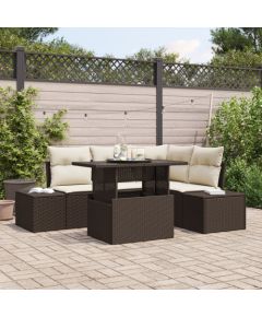 vidaXL Zestaw 5 Elementowy Sof Ogrodowych z Poduszkami Brązowy Polirattan Dārza mēbeļu komplekti