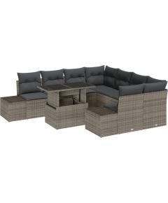 vidaXL 9-Częściowy Zestaw Sof Ogrodowych z Poduszkami Szary Poly Rattan Dārza mēbeļu komplekti