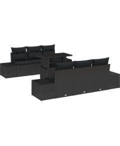 vidaXL Zestaw kanap ogrodowych 7-częściowy z poduszkami Czarny Polirattan Dārza mēbeļu komplekti