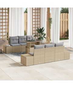 vidaXL 7-elementowy zestaw sof ogrodowych z poduszkami Beżowy polirattan Dārza mēbeļu komplekti