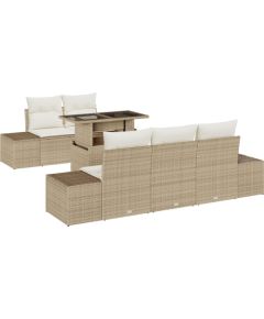 vidaXL 6 Częściowy Zestaw Sofy Ogrodowej Z Poduszkami Beżowy Poli Rattan Dārza mēbeļu komplekti