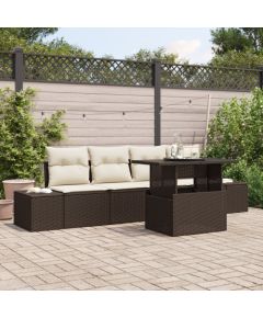 vidaXL 5-częściowy zestaw sof ogrodowych z poduszkami brązowy polirattan Dārza mēbeļu komplekti