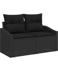 vidaXL Zestaw sofy ogrodowej 10 elementów z poduszkami czarny polirattan Dārza mēbeļu komplekti