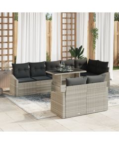 vidaXL 9 Częściowy Zestaw Sof Ogrodowych z Poduszkami Jasnoszary Polirattan Dārza mēbeļu komplekti