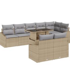 vidaXL Zestaw Sofy Ogrodowej 9 Części z Poduszkami Beżowy Poli Rattan Dārza mēbeļu komplekti