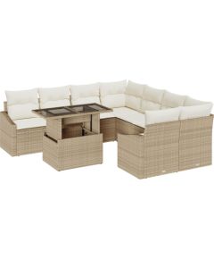 vidaXL Zestaw Sof Ogrodowych 9 Części z Poduszkami Beżowy Polirattan Dārza mēbeļu komplekti