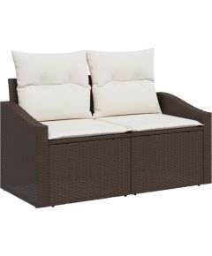 vidaXL Zestaw 6-częściowy sof ogrodowych z poduszkami brązowy polirattan Dārza mēbeļu komplekti