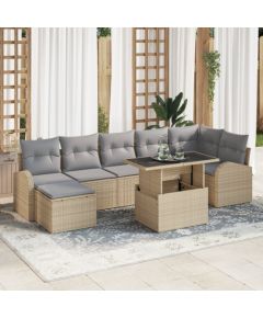 vidaXL Zestaw Sof Ogrodowych 8 Elementowy z Poduszkami Beżowy Polirattan Dārza mēbeļu komplekti