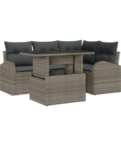 vidaXL 5-częściowy zestaw sofy ogrodowej z poduszkami szary polirattan Dārza mēbeļu komplekti