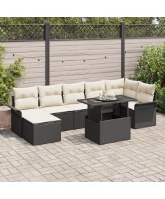 vidaXL 8-częściowy zestaw sofy ogrodowej z poduszkami czarny poli rattan Dārza mēbeļu komplekti