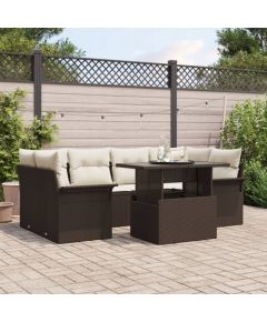 vidaXL Zestaw Sof 7-częściowy z Poduszkami Brązowy Polirattan Dārza mēbeļu komplekti