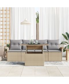 vidaXL Zestaw 5-częściowy Sofy Ogrodowej z Poduszkami Beżowy Polirattan Dārza mēbeļu komplekti