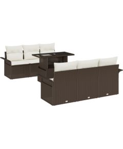 vidaXL Brązowy Zestaw Sof Ogrodowych 7-częściowy z Poduszkami Dārza mēbeļu komplekti