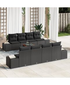 vidaXL Zestaw Sof Ogrodowych 9-częściowy z Poduszkami Czarny Polirattan Akacja Dārza mēbeļu komplekti