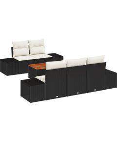 vidaXL 6-częściowy zestaw sof ogrodowych z poduszkami czarny polirattan akacja Dārza mēbeļu komplekti