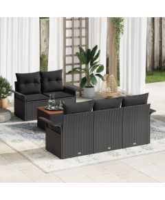 vidaXL Zestaw Sof Ogrodowych 6 Części z Poduszkami Czarny Polirattan Akacja Dārza mēbeļu komplekti