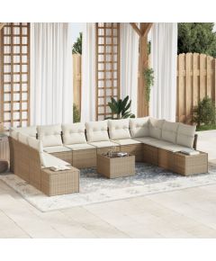 vidaXL 11-częściowy zestaw sof ogrodowych z poduszkami brązowy z polirattanu Dārza mēbeļu komplekti