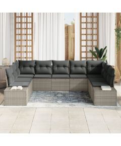 vidaXL 9 Częściowy Zestaw Sof Ogrodowych Z Poduszkami Jasnoszary Polirattan Dārza mēbeļu komplekti