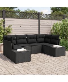 vidaXL Zestaw Sof Ogrodowych 6 Elementów z Poduszkami Czarny Polirattan Dārza mēbeļu komplekti
