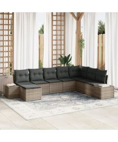 vidaXL 8 Elementowy Zestaw Sof Ogrodowych z Poduszkami Szary Polirattan Dārza mēbeļu komplekti