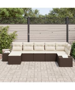 vidaXL 7-częściowy zestaw sof ogrodowych z poduszkami brązowy polirattan Dārza mēbeļu komplekti