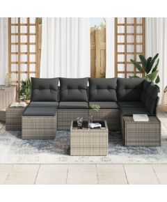 vidaXL Zestaw sofy ogrodowej 6-elementowy z poduszkami szary polirattan Dārza mēbeļu komplekti