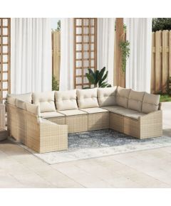 vidaXL Zestaw 9-częściowy sofy ogrodowej z poduszkami Beżowy Polirattan Dārza mēbeļu komplekti
