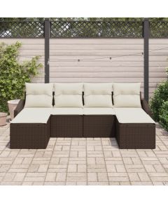 vidaXL Zestaw 6-częściowy sof ogrodowych z poduszkami brązowy polirattan Dārza mēbeļu komplekti