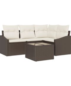 vidaXL Zestaw 4-częściowy sof ogrodowych z poduszkami szary polirattan Dārza mēbeļu komplekti