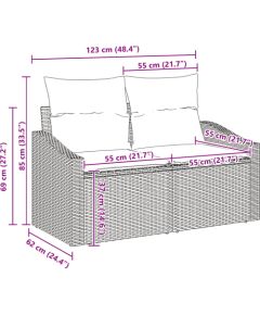 vidaXL 9-elementowy Zestaw Sofy Ogrodowej z Poduszkami Czarny Polirattan Dārza mēbeļu komplekti