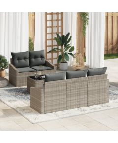 vidaXL 6 Częściowy Zestaw Sof Ogrodowych z Poduszkami Jasnoszary Rattan Dārza mēbeļu komplekti