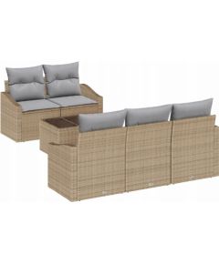 vidaXL Zestaw Sof Ogrodowych 6 Elementowy z Poduszkami Beżowy Polirattan Dārza mēbeļu komplekti