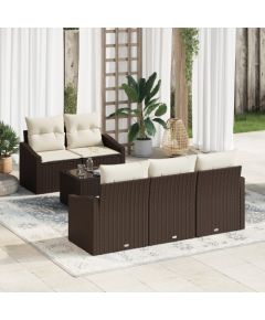 vidaXL 6-częściowy zestaw sof ogrodowych z poduszkami brązowy polirattan Dārza mēbeļu komplekti