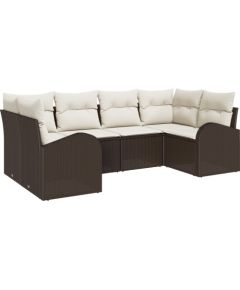 vidaXL 6 Częściowy Zestaw Sofy Ogrodowej z Poduszkami Brązowy Polirattan Dārza mēbeļu komplekti