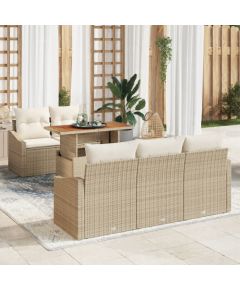 vidaXL Zestaw Mebli Ogrodowych 6-Częściowy z Poduszkami Beżowy Poli Rattan Dārza mēbeļu komplekti