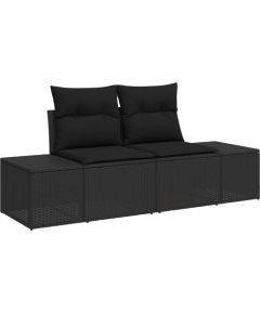 vidaXL Zestaw Sofy Ogrodowej 6 Części z Poduszkami Czarny Polirattan Dārza mēbeļu komplekti