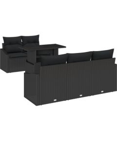 vidaXL Zestaw Sofy Ogrodowej 6 Części z Poduszkami Czarny Rattan Dārza mēbeļu komplekti
