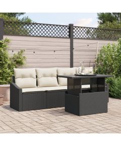 vidaXL Zestaw mebli ogrodowych 5 części z poduszkami czarny polirattan Dārza mēbeļu komplekti