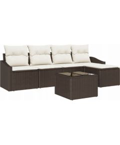 vidaXL Zestaw do jedzenia w ogrodzie 5-częściowy z poduszkami Szary Rattan Dārza mēbeļu komplekti