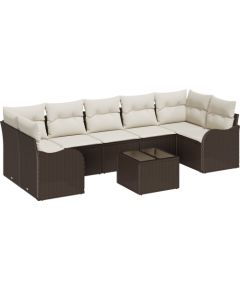 Zestaw sof ogrodowych vidaXL 8-częściowy z poduszkami Brązowy Polirattan Dārza mēbeļu komplekti