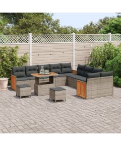 Vidaxl Zestaw Sof Ogrodowych 13 Części z Poduszkami Szary Polirattan Akacja Dārza mēbeļu komplekti