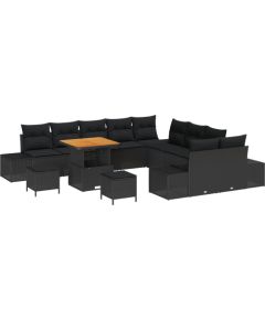 Vidaxl Zestaw sof ogrodowych 13 części z poduszkami czarny polirattan akacja Dārza mēbeļu komplekti